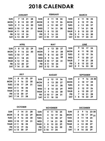 year 2018 calendar vector design