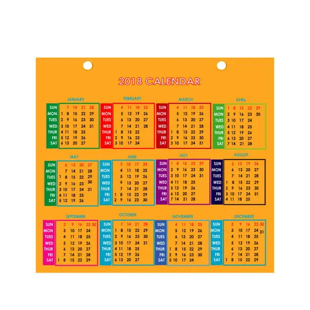 Vector illustration of year 2018 calendar vector design