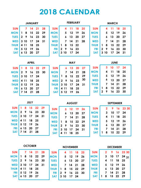 ilustraciones, imágenes clip art, dibujos animados e iconos de stock de diseño del año calendario 2018 vector - april calendar 2012 time