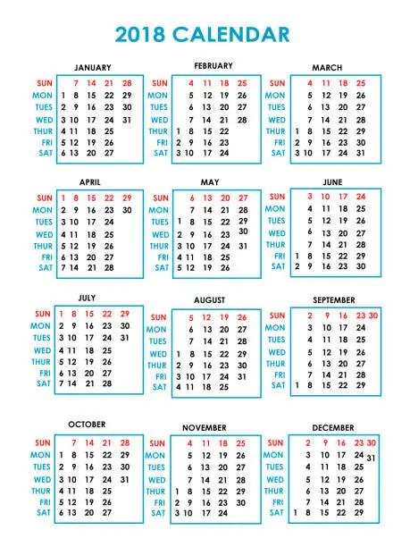 Vector illustration of year 2018 calendar vector design