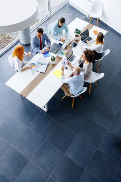 istock Top view at business people in office 880341002