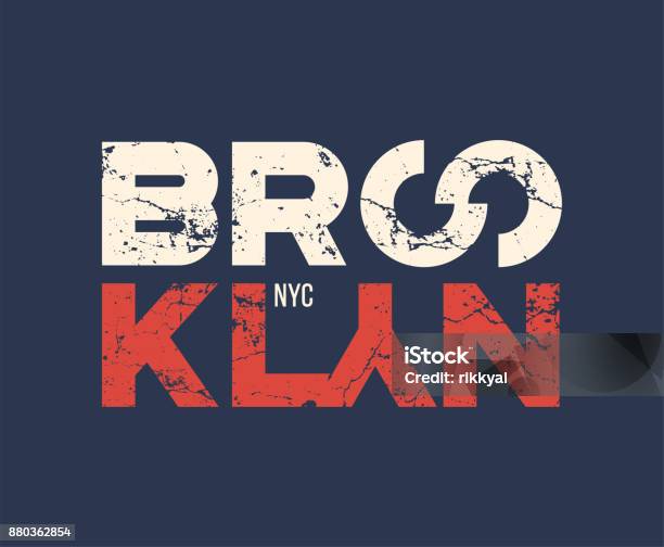Brooklyn Nyc Tshirt And Apparel Design With Grunge Effect Stock Illustration - Download Image Now