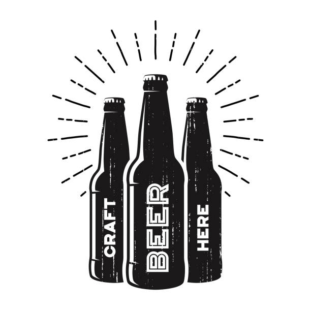 ilustrações de stock, clip art, desenhos animados e ícones de textured craft beer pub, brewery, bar logo design. - homegrown produce wheat organic crop