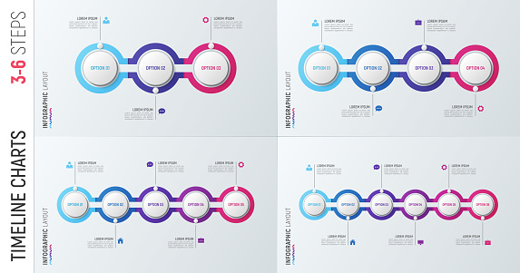 Time Line Infor Graph Infographic Timeline Charts 36 Options Vector Templates Stock ...