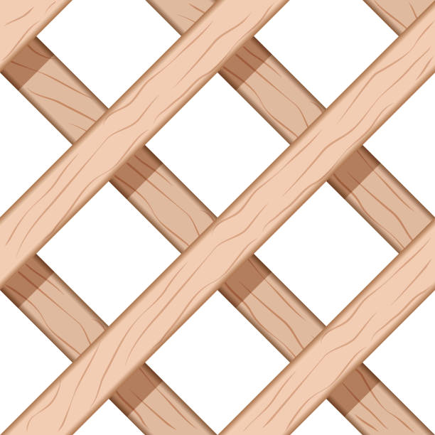 Seamless Wooden Window Fence Pattern vector art illustration