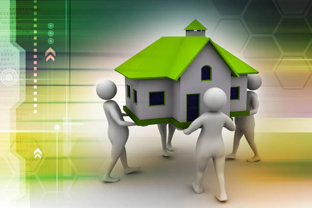 istock 3D people holding a house 880372660
