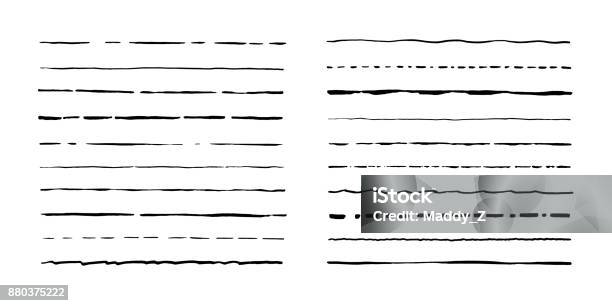 Reihe Von Künstlerischen Stift Pinsel Handgezeichnete Grunge Striche Vektorillustration Stock Vektor Art und mehr Bilder von In einer Reihe