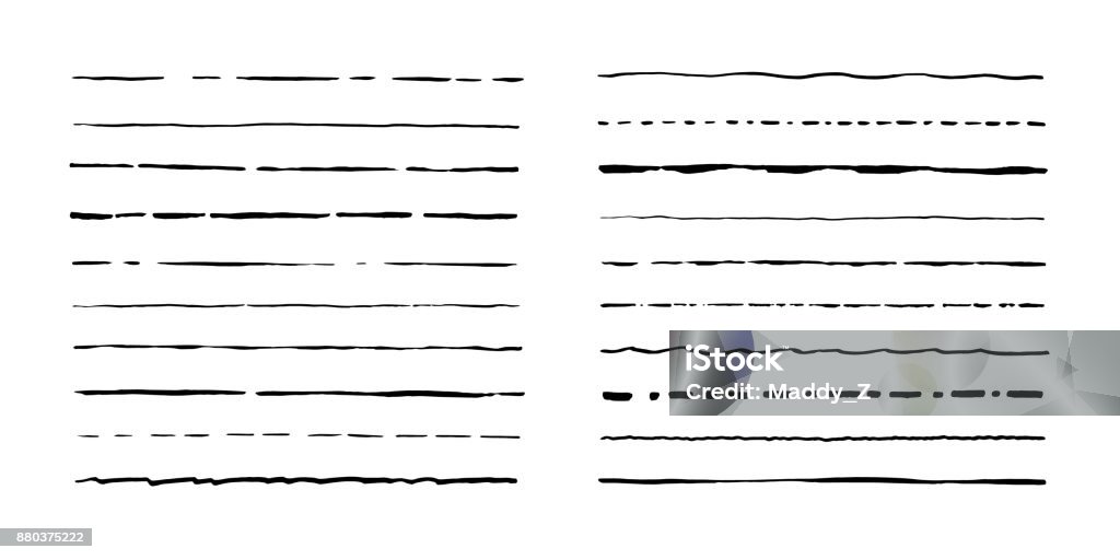 Set of artistic pen brushes. Hand drawn grunge strokes. Vector illustration Set of artistic pen brushes. Hand drawn grunge strokes. Vector illustration. In A Row stock vector