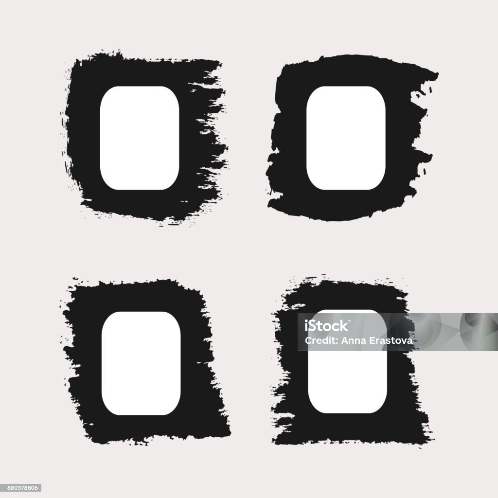 Border Frame Isolated Rough Photo Set Of Rectangular Frames Painted Rough Brush Four Isolated Vertical ...