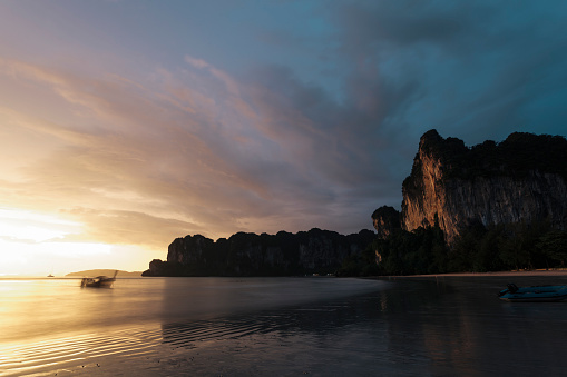 Rocky headlands of railay beach, Krabi, Thailand