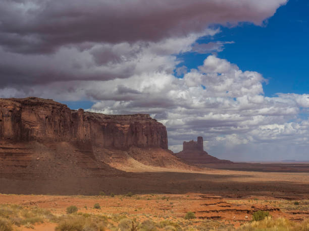 istock Monument Valley. Cloud-covered rocky plateau 880393900