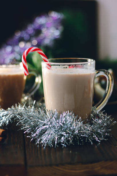 istock Glass filled by the eggnog - christmas punch 880397600