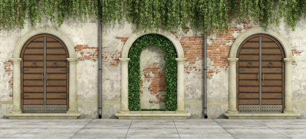 3D Render Empty Stone podium Tropical forest for product and online shop. Front view. Copy space.