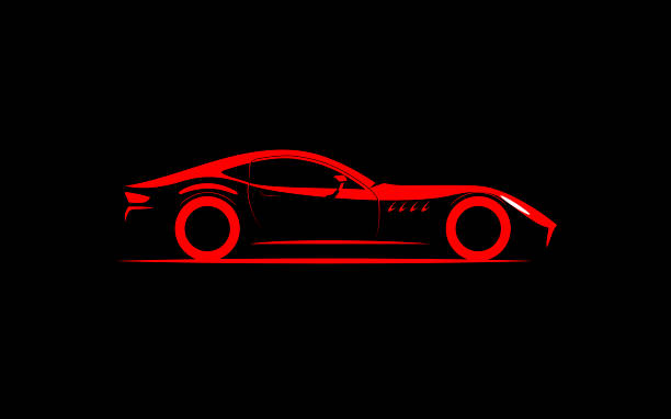 stylized simple drawing sport super car coupe side view vector art illustration