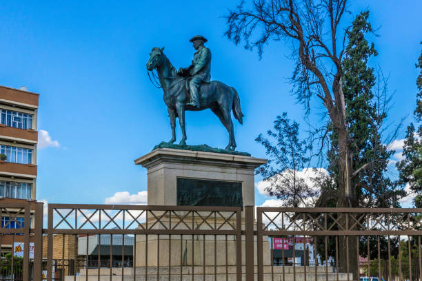 Buenos Aires, Argentina - March 15, 2020: The sculpture The Wounded Centaur by French artist Antoine Bourdelle is located in Plaza Rubén Darío. The bronze work, dating from 1914, depicts the centaur Chiron in agony after being wounded by Hercules.