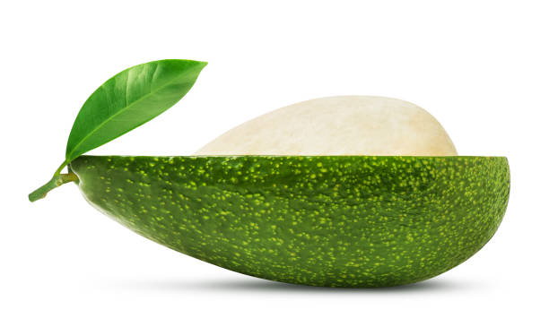 istock Half of avocado with leaf isolated 880465948