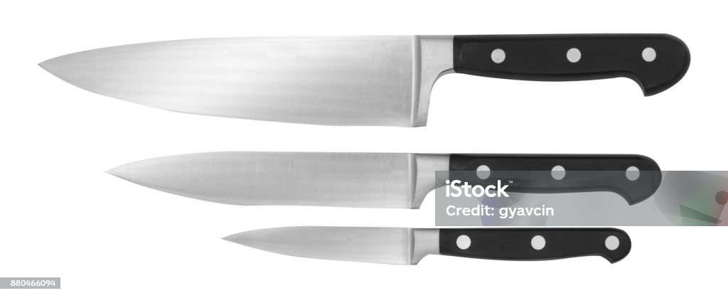 lame de couteau de chef - acier sur fond blanc - Photo de Couteau de table libre de droits