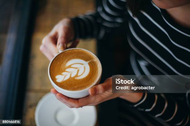 Ladys Hands Holding Cup With Sth Heartshaped Stock Photo - Download Image Now - Coffee - Drink, Cafe, Cappuccino