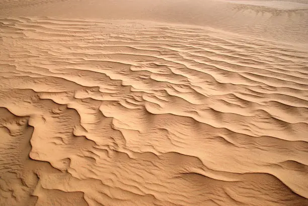 Photo of Beautiful wave pattern in the desert sand