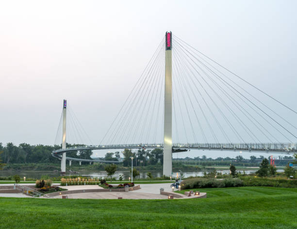 Bob Kerrey Bridge in Omaha stock photo