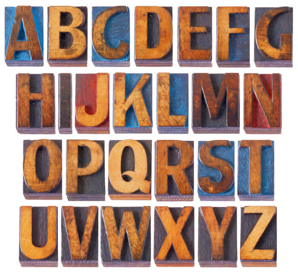 istock alphabet set in antique wood type 880500212