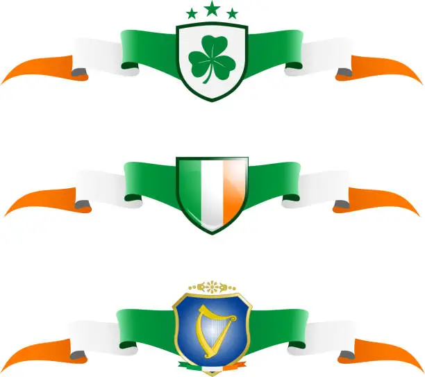 Vector illustration of Ireland Patriotic Banner Set