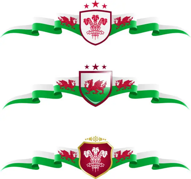 Vector illustration of Wales Patriotic Banner Set