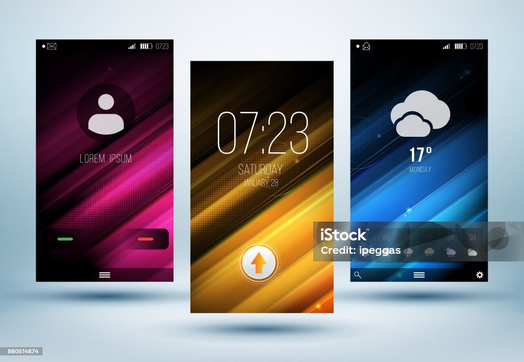 Background Interface Phone Mobile Interface Wallpaper Design Vector Stock Illustration - Download ...