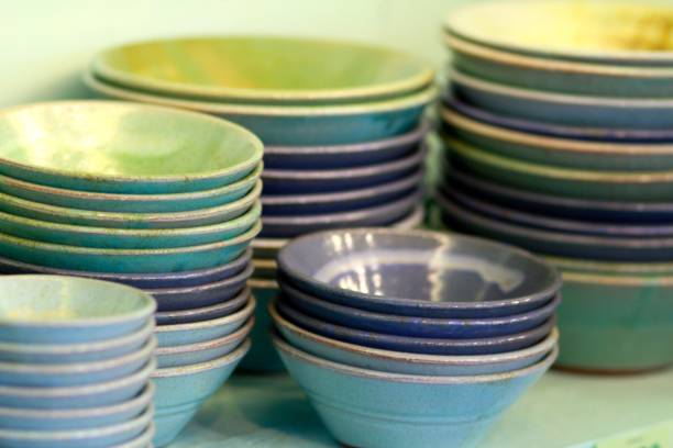 istock Stacks of handmade dishes 880539020