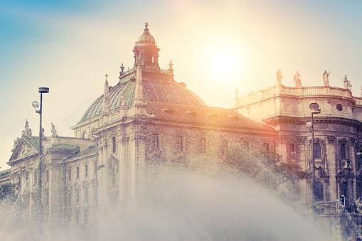 Stachus fountain in Munich, Germany with retro effect