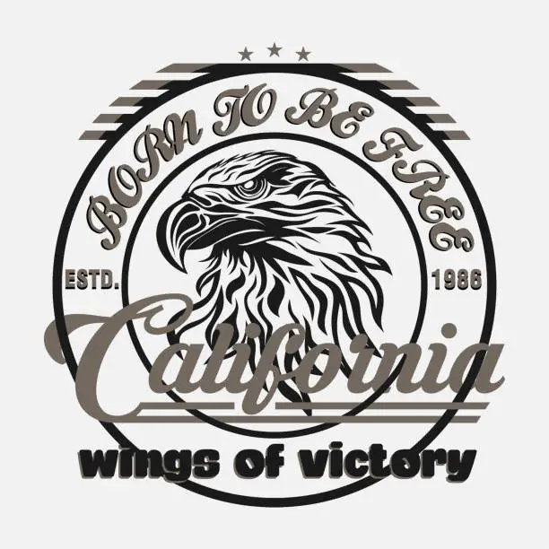 Vector illustration of eagle head logo for t-shirt, sport wear typography