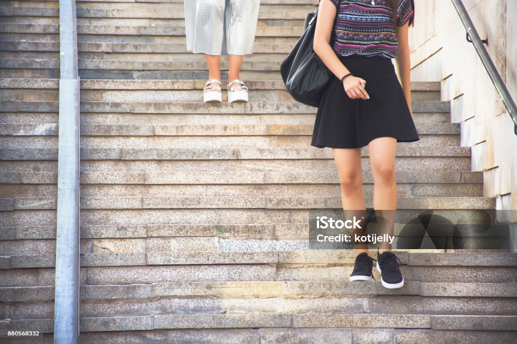 City People on staircase Mini Skirt Stock Photo