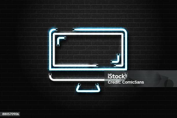 Vector Realistic Isolated Neon Sign Of Computer For Decoration And ...