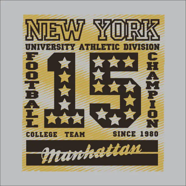 Vector illustration of t-shirt,  New York typography, footbal design graphic