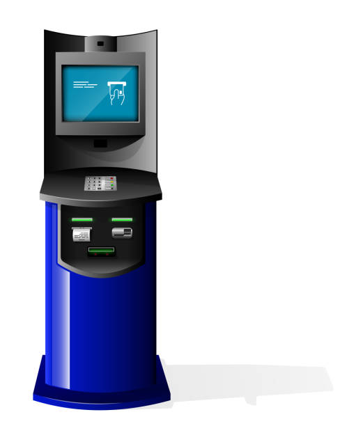istock Payment Terminal, Automated Teller Machine, Advertising Stand On White Background. 3D Mock Up. Illustration Isolated On White Background. Vector EPS10 880580866