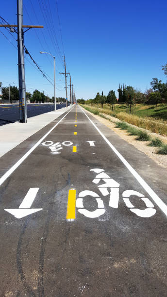 istock Bike road 2 way with blue sky 880586158