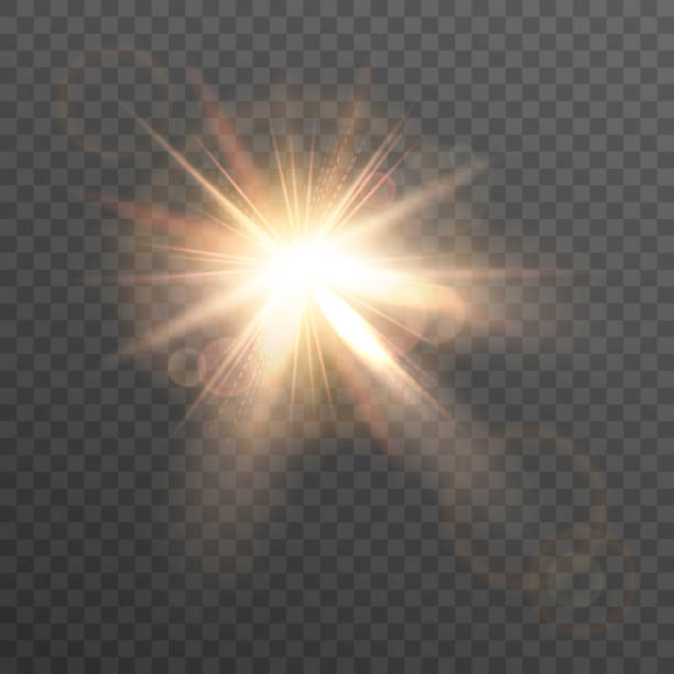 Sun. Lens flare. Isolated light effect on a transparent background. Translucent stock illustrations