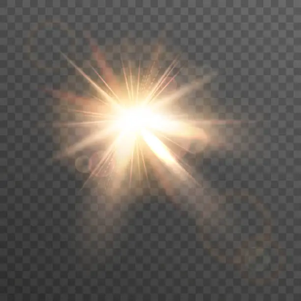 Vector illustration of Sun. Lens flare.