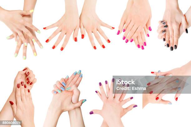 Different Nail Polish Collection Isolated With Clipping Path Stock Photo - Download Image Now