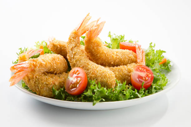 sałatka z krewetek - prepared shrimp prawn seafood salad zdjęcia i obrazy z banku zdjęć
