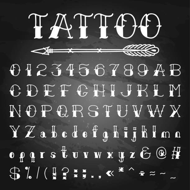 Hand Written Old School Font - Arte vetorial de stock e mais imagens de  Tatuagem - Tatuagem, Cultura Indígena, Texto datilografado - iStock