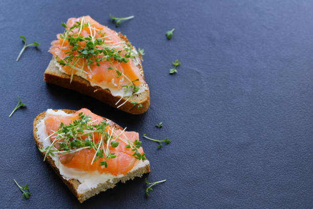 istock canape with red fish salmon and watercress salad 880685586