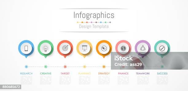 Infographic Design Elements For Your Business Data With 8 Options Parts Steps Timelines Or Processes Vector Illustration Stock Illustration - Download Image Now