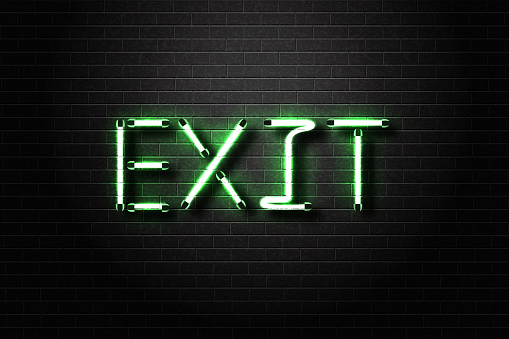 Exiting Lettering Vector Realistic Isolated Neon Sign Of Exit Lettering For Decoration ...