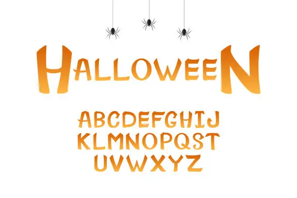 Vector illustration of Vector isolated Halloween alphabet font letters for decoration and covering on the white background. Concept of Happy Halloween.