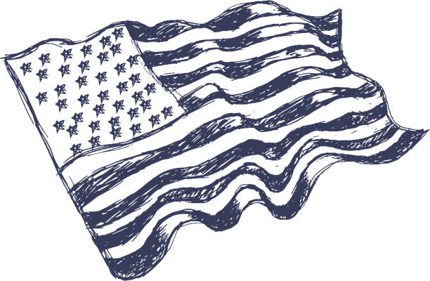 usa flagge handgezeichnete auf weißem hintergrund. vektor - 5087 stock-grafiken, -clipart, -cartoons und -symbole