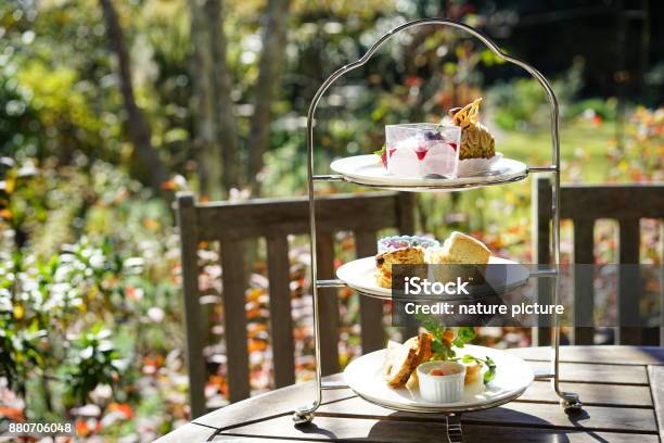 Afternoon Tea In Terrace Seat Stock Photo - Download Image Now - Afternoon Tea, Wine, Black Tea
