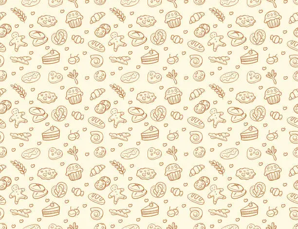 Vector illustration of Seamless vector bakery & pastry pattern