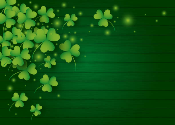 ilustrações de stock, clip art, desenhos animados e ícones de st patricks day background design of clover leaves with copy space vector illustration - irish culture st patricks day backgrounds clover