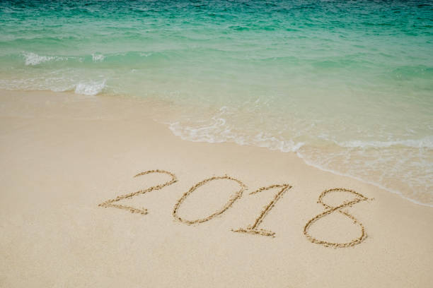 istock New year 2018 on Beach and tropical sea 880737224